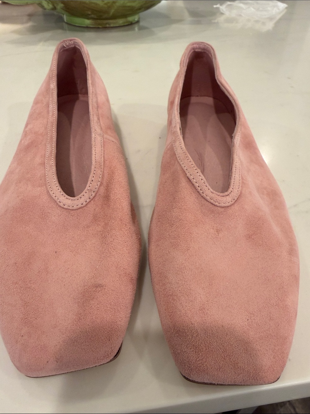 Tony Bianco Dusky Pink Suede Square-Toe Flats - Picture 3 of 3